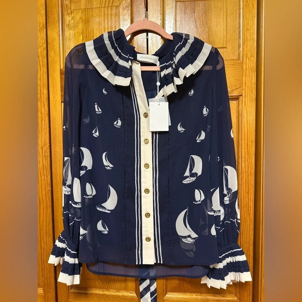 Zimmermann Sailboat Printed Blouse - Top - Size 1 - Picture 7 of 9
